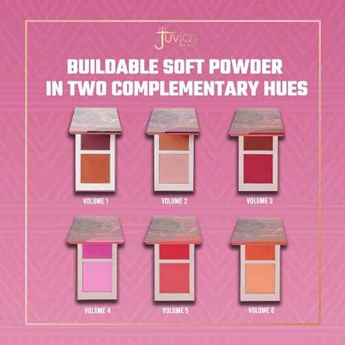 Juvia's Place Blushed Duo Blush Volume4 - Two Tone Pigmented Buildable Pressed Mineral Powder - Rosy Natural Cheeks Matte Fresh Finish for All Skin Color