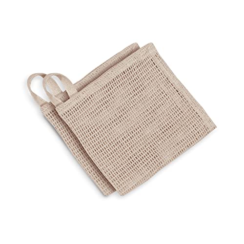 Bean Products Hemp Washcloth - Loose Weave Design for Effective Cleaning - Open Knit Exfoliating Wash Cloth - Fast Drying, Hemp & Organic Cotton - 10¡± x 12¡±, 2 Pack