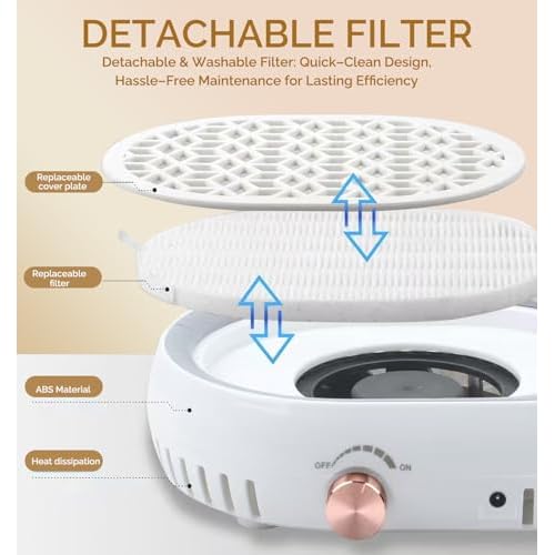 Professional Nail Dust Collector - 4500 RPM Strong Suction, Quiet Adjustable Brushless Turbo Fan, 360¡Æ Dust Collection for Acrylic/Gel Nails, Salon & Home Use (Oatmeal)