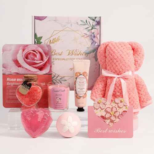 Happy Birthday Gifts for Women Friendship, Get Well Soon Gifts Baskets for Women, Self Care Package, Birthday Basket for Womens, Friends, Coworker Ideas (Best Wishes-PK)