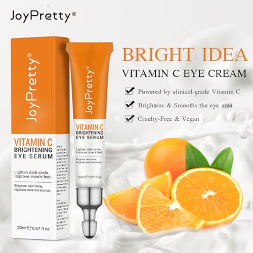New JoyPretty Vitamin C Brightening Eye Serum,Eye cream,Anti Aging Serum with Vitamin C, Niacinamide and Hyaluronic Acid,Remove for Dark Circles Puffiness Under Eye Bags Fine Line Crow's Feet (1)