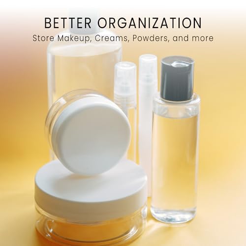 50 New empty 5 Gram (0.17 oz) Acrylic Round Jars - BPA Free Plastic Containers for Cosmetic, Lotion, Cream, Makeup, Bead, Eye shadow, Rhinestone, Samples, Pot, 5g/5ml (Black Lid 50 Jars)