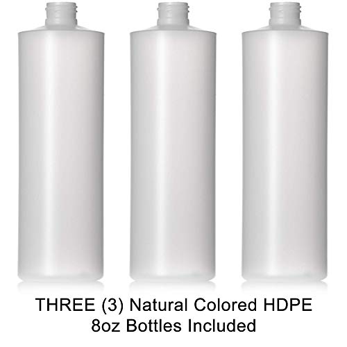 8oz HDPE Squeeze Bottles with Disc & Squirt Caps (3-Pack)