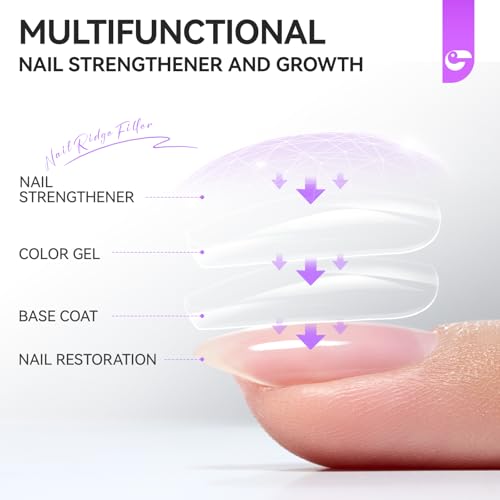 GELIKE EC 6-in-1 Nail Strengthener & Ridge Filler Treatment for Weak Nails