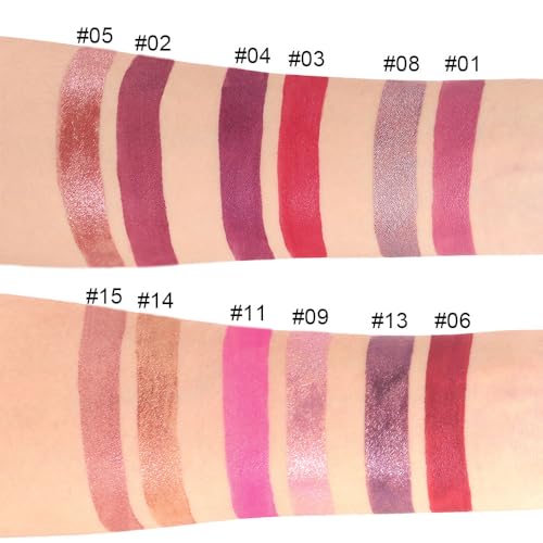 12 Colors Glitter Liquid Lipstick Set, Waterproof Long Lasting
