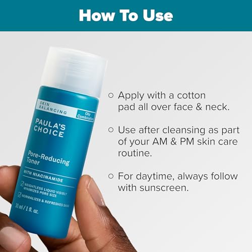 Paula's Choice SKIN BALANCING Pore-Reducing Face Toner with Niacinamide, for Oily Skin & Combination, Minimizes Large Pores, Controls Oil & Shine, Hydrates & Replenishes, Fragrance-Free