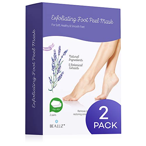 BEALUZ Lavender Exfoliating Foot Peel Mask Booties for Calluses (2 Pairs)