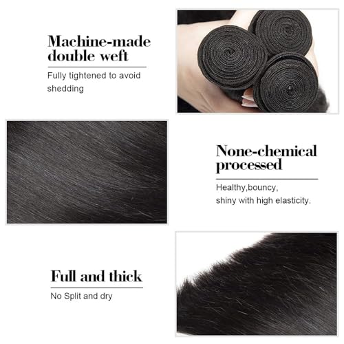 FuivJuix 1B Straight Human Hair Bundles - 20-24 Inch, 3 Pack