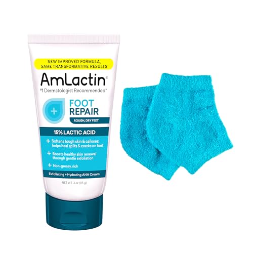 AmLactin Foot Repair Cream & Moisturizing Socks Set - 15% Lactic Acid (3 oz)
