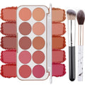 10-Color Blush Palette with 2 Brushes – All Skin Tones