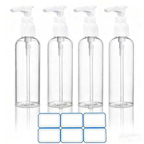 4 Pack 3.4 oz TSA Approved Travel Pump Bottles | Refillable