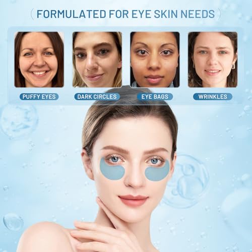 Under Eye Patches Masks - for Puffy Eyes, Fine Lines, Dark Circles,Wrinkles, Eye Bags Treatment with Collagen and Hyaluronic Acid,Firming & Cooling, Moisturizing and Hydrating Blue (60 Pcs)