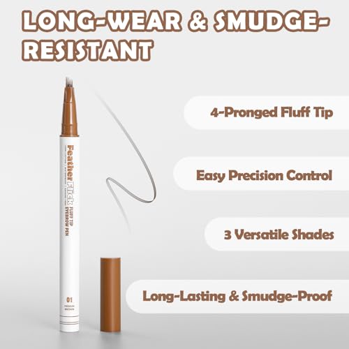 Feather Flick Eyebrow Pen - Hair-Like Brow Strokes, Medium Brown