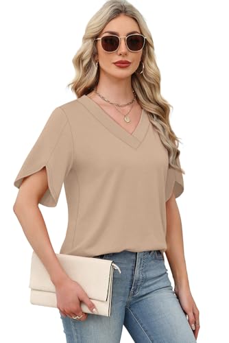 Women's Summer V-Neck Petal Sleeve Top