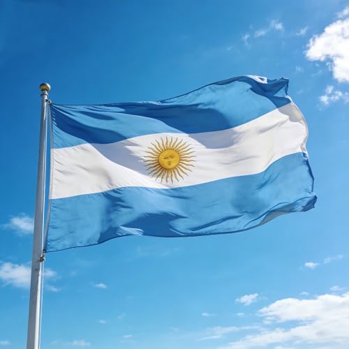 Argentina Flag 3x5 Ft Polyester with Brass Grommets (Veliffco) - 1 Pc