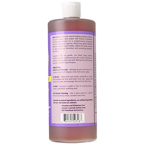 Dr. Woods Shea Vision Pure Black Soap with Organic Shea Butter, 32 Ounce