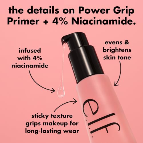 e.l.f. Power Grip Primer + Niacinamide Mini 0.5 fl oz - Gel Primer, Clear