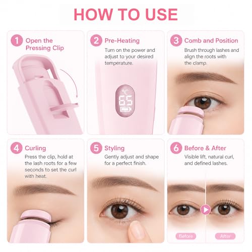 Heated Eyelash Curler with 3 Temp Settings & USB-C Charging