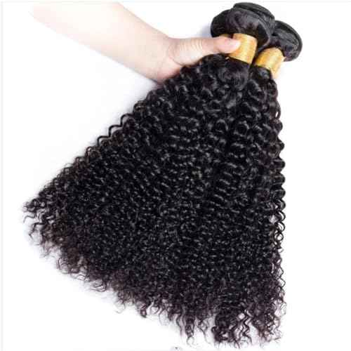 Curly Human Hair 3 Bundles 12A Virgin Kinky Curly Bundles Unprocessed Brazilian Curly Hair Bundles Natural Black Color (14 16 18)
