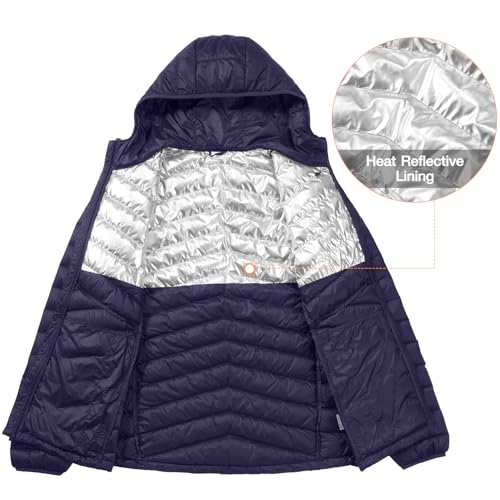 CAMEL CROWN Men Packable Down Jacket Hooded Lightweight Puffer Insulated Coat for Travel Outdoor Hiking