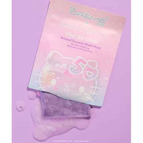 The Cr?me Shop x Hello Kitty Feel So Clear Printed Essence Sheet Mask, Clarifying and Hydrating Face Mask with Tea Tree and Hyaluronic Acid - 50th Year Anniversary Limited Edition - (Pack of 12)