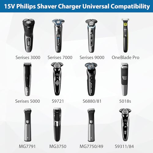Vancle 15V USB Charger Cable Fit for Philips HQ Series HQ8505£¬N orelco 9000 7000 5000 3000 Series, USB-C Power Cord for Oneblade Electric Shaver Razor N orelco QP6510, QP6520, QP6530, QP6550, HC9450
