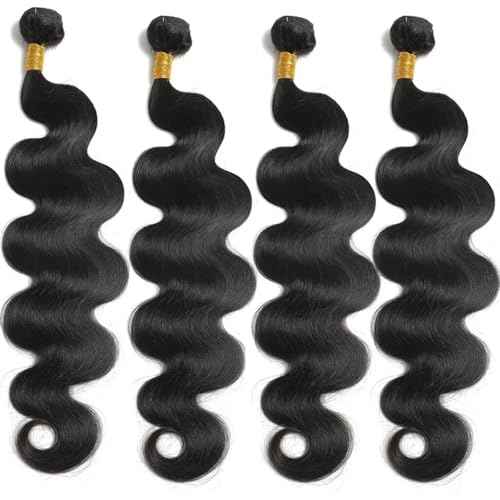 12A Human Hair Bundles 18 20 22 24 Inch Body Wave 100% Unprocessed Hair 4 Bundles Deals Extensions Quick Weave Human Hair Natural Black Color