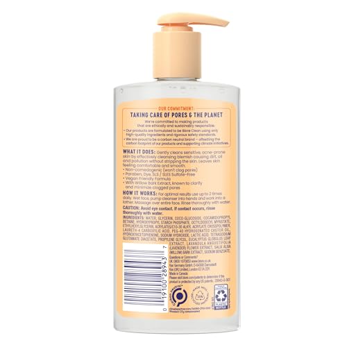 Biore Gentle & Breathable Acne Face Wash, Gentle Face Cleanser for Sensitive and Acne Prone Skin, Infused with Willow Bark Extract to Clarify Skin, Fragrance Free, 6.77 Oz