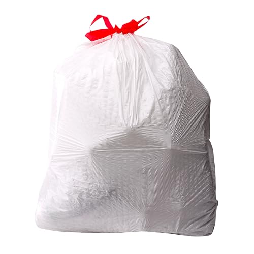 Amazon Basics 13 Gallon Tall Kitchen Drawstring Trash Bags 50 Count - Flextra Tear-Resistant, Recycled Material