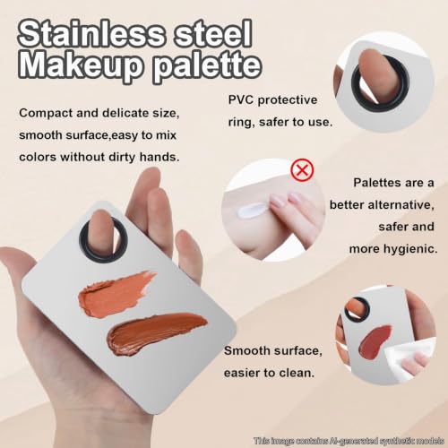 Transparent & Metal Makeup Spatula & Palette Set - 5pcs Korean Makeup Tools