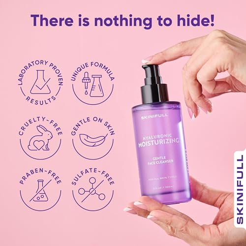 Gentle Hydrating Face Cleanser | For Oily to Sensitive Skin | Non-Comedogenic | with Sodium Hyaluronate & Betaine | Glass Bottle, Travel size | Lightly Foaming