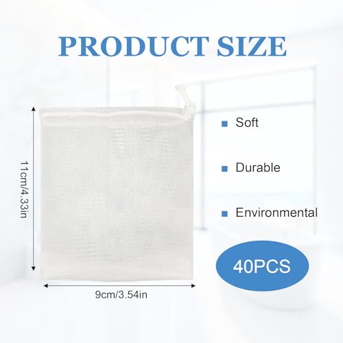 40 PCS Soap Saver Bags with Drawstring, Exfoliating Mesh Pouches