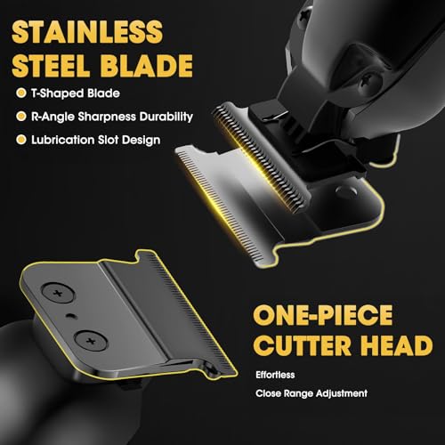 4 in 1 Hair Clippers for Men, Professional T-Blade Trimmer, Electric Foil Shaver, Nose Hair Trimmer, Cordless, LCD Display, Grooming Kit(Black)