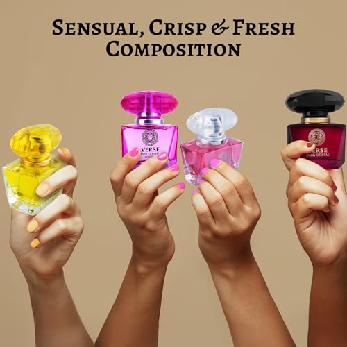 NovoGlow Verse 4-Piece Mini Fragrance Set for Women - Fresh Floral, Fruity & Woody Notes, 4 Fl Oz - Ideal Gift