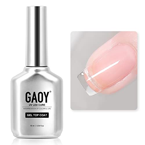 GAOY No Wipe Gel Top Coat - High Gloss Clear Finish for UV LED Nails (16ml)