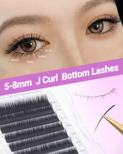NAGARAKU Classic Bottom Lash Extensions 0.10mm J Curl 5-8mm