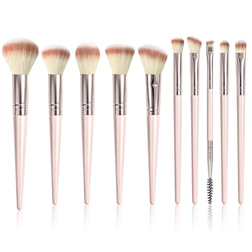 10 Piece Pink Makeup Brush Set - Synthetic, Vegan