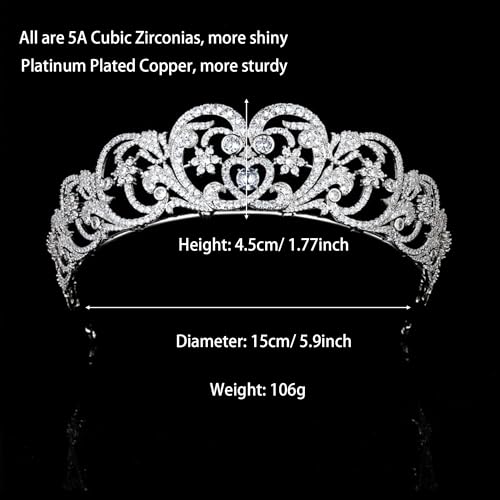 QXMYOO Princess Pearl Crowns Cubic Zirconia Queen Tiaras for Bride Headdress Vintage Birthday Prom Pageant Wedding Tiaras and Crowns Silver Crystal Bridal Hair Accessories