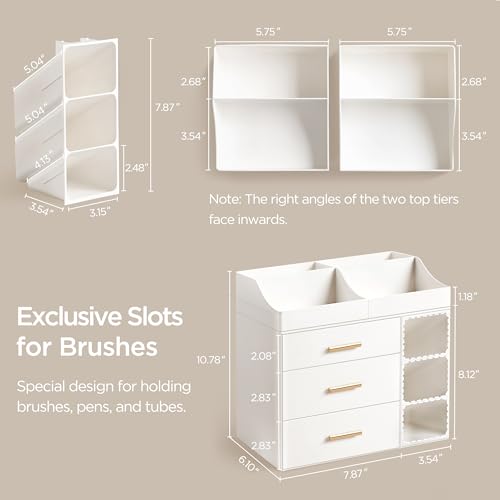 HBlife Makeup Organizer with Brush Holder & 3 Drawers