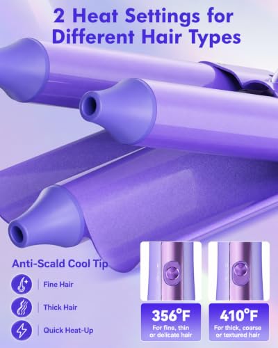 5 in 1 Curling Wand Set with 3-Barrel Crimper & Ceramic Barrels