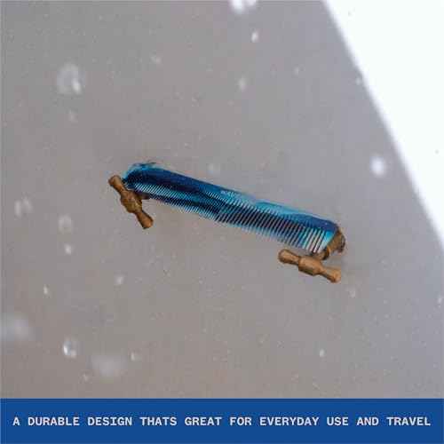 WAVEY Quality Hair Comb for Men and Women, Recycled Ocean Plastic, 7 Inches length perfect for home and travel, Wide and Fine Tooth for thick, thin, wavy, straight and curly hair styling - BLUE