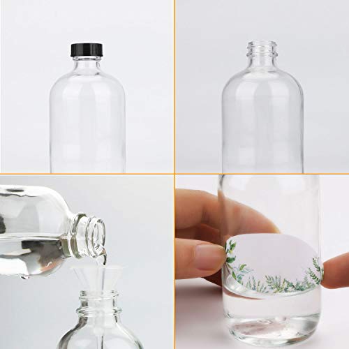 16oz Glass Bottles, 12 Pack Clear Glass Storage Bottles Sets with Lids