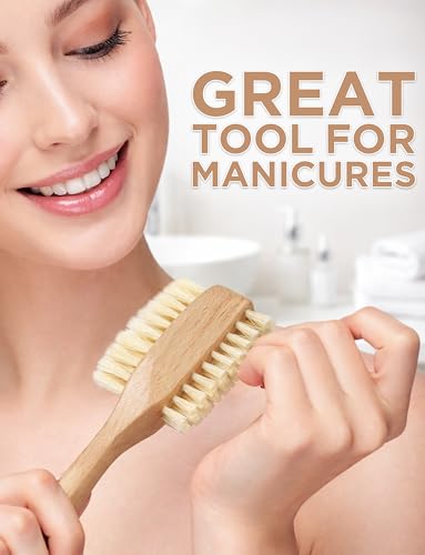 Dual-Sided Nail Brush with Natural Bristles and Wood Handle
