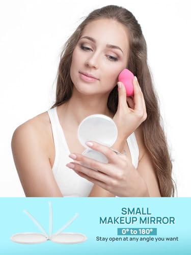 Macaki 1X/40X Compact Travel Makeup Mirror White 3-inch with Stable Hinge