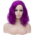 Dark Purple Short Bob Wavy Curly Wig for Women - 14" Heat Resistant