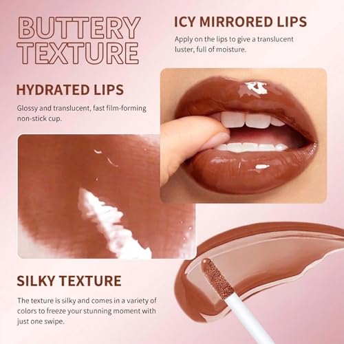 Erinde SET F Lip Liner & Gloss Set - Nourishing Nude & Brown Lip Kit for Women