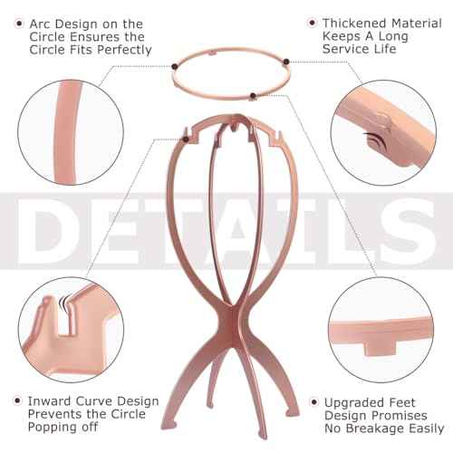 Dreamlover Wig Head Stand for Wigs, Rose Gold, 3 Packs