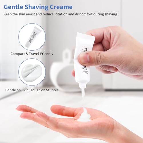 12 Pack Disposable Razors Shaving Cream Kit Bulk for Men, Twin Blade Disposable Razors and Shaving Cream (10g), Individually Wrapped Toiletries for Homeless Shelter Donation Travel Hotel
