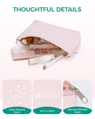 WANDF Compact PU Leather Makeup Bag - Small & Water-Resistant