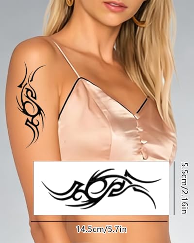 30-Piece Tribal Temporary Tattoos for Adults - Black Waterproof